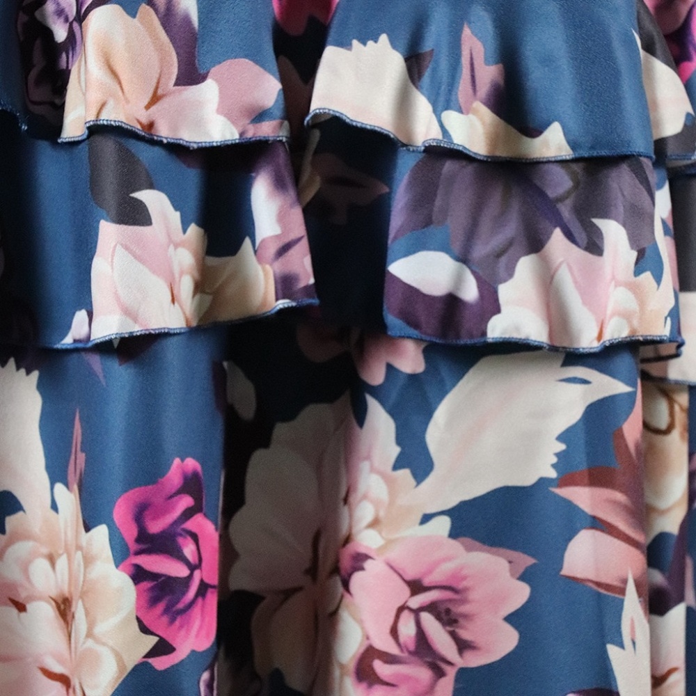 Boho Floral blue floral print ruffle skirt Set - Picture 6 of 6